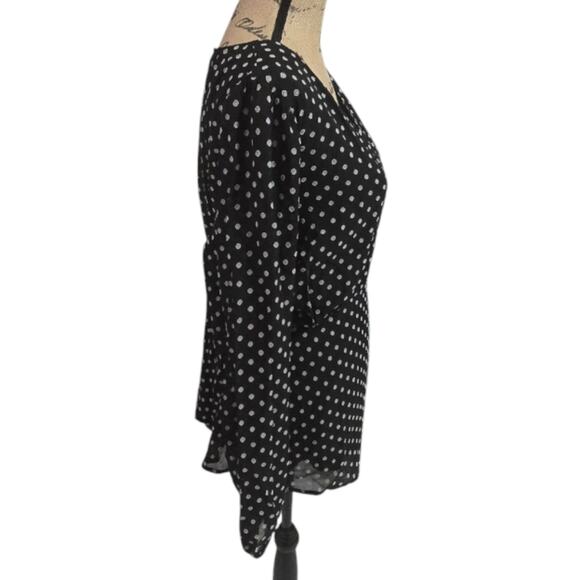 Lane Bryant Black White Polka‎ Dot Peplum Babydoll Women's Top Plus Size 18 - Picture 3 of 8